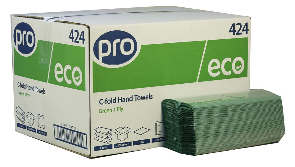 C-Fold 1Ply Green Recycled Hand Towels x 2400