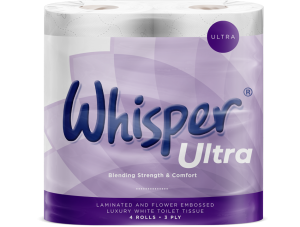 Whisper Ultra Luxury Toilet Roll 3 Ply White Pack of 40
