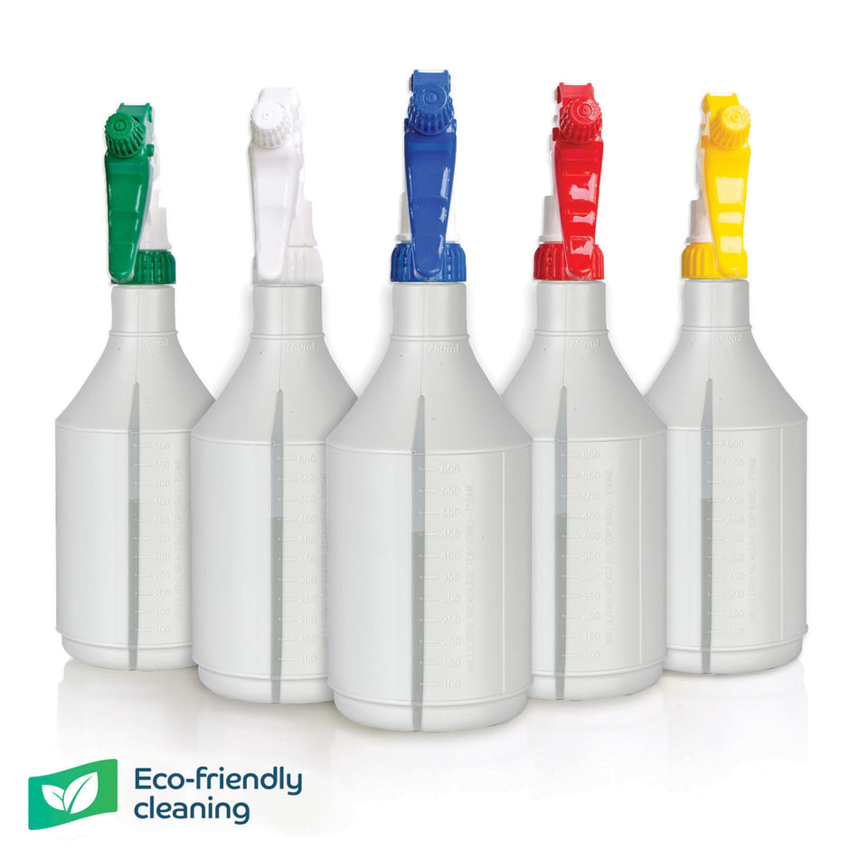 Spray Bottle Recycled 750ml and Spray Head Complete - Colour Coded