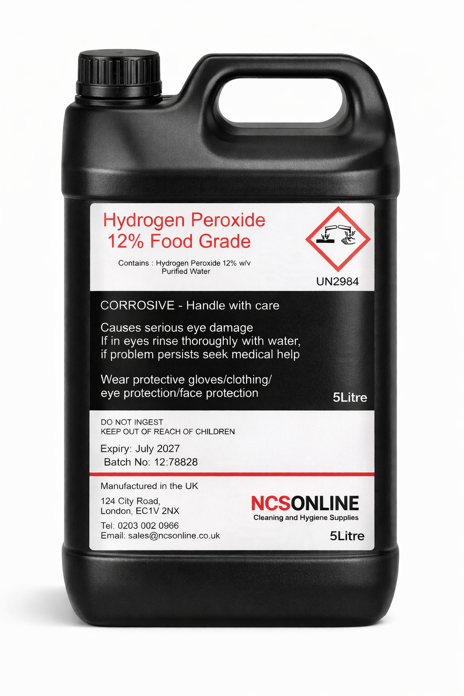 Hydrogen Peroxide 12% 5 Litre Food Grade H2o2 ( Bulk Discounts Available)