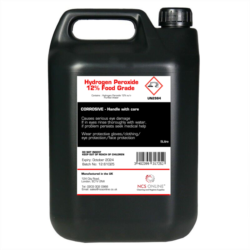 Hydrogen Peroxide 12% 5 Litre Food Grade H2o2