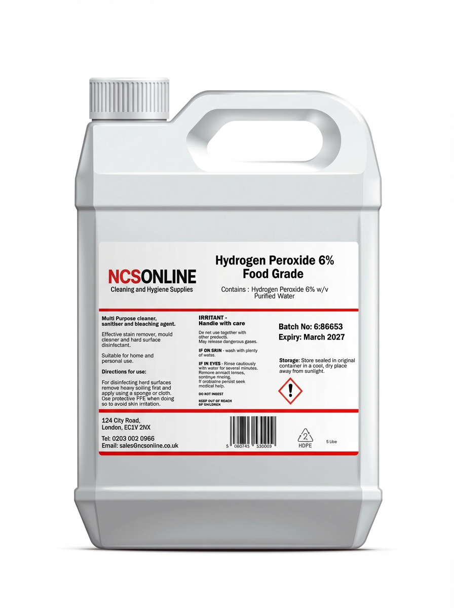 Hydrogen Peroxide 6% 5 Litre Food Grade H2o2 (Bulk Discounts Available)