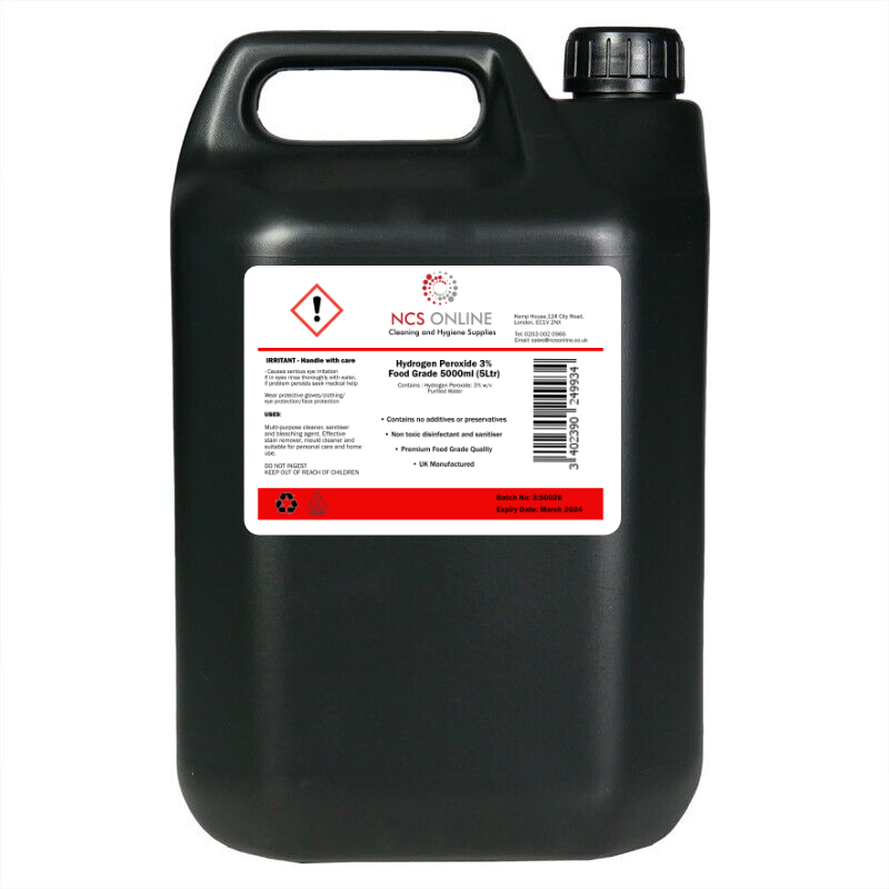 Hydrogen Peroxide 3% 5 Litre Food Grade H2o2