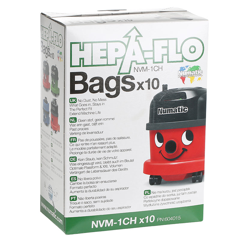 Numatic NVM-1CH Hepaflo Vacuum Bags Pack Of 10