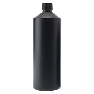 1L Bottle Cylindrical 28/410 Black HDPE with Child Safety Cap
